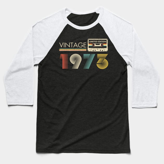 50th Birthday Vintage 1973 Limited Edition Cassette Tape Baseball T-Shirt by Ripke Jesus